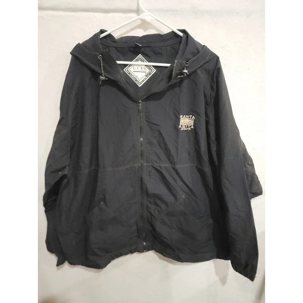 Vintage Santa Anita Park Windbreaker‎ Jacket Men's XL Gear For Sports Y2K Black